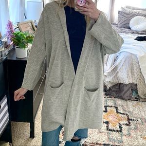 Donni Grey Ribbed Cardigan Duster Coat Sweater